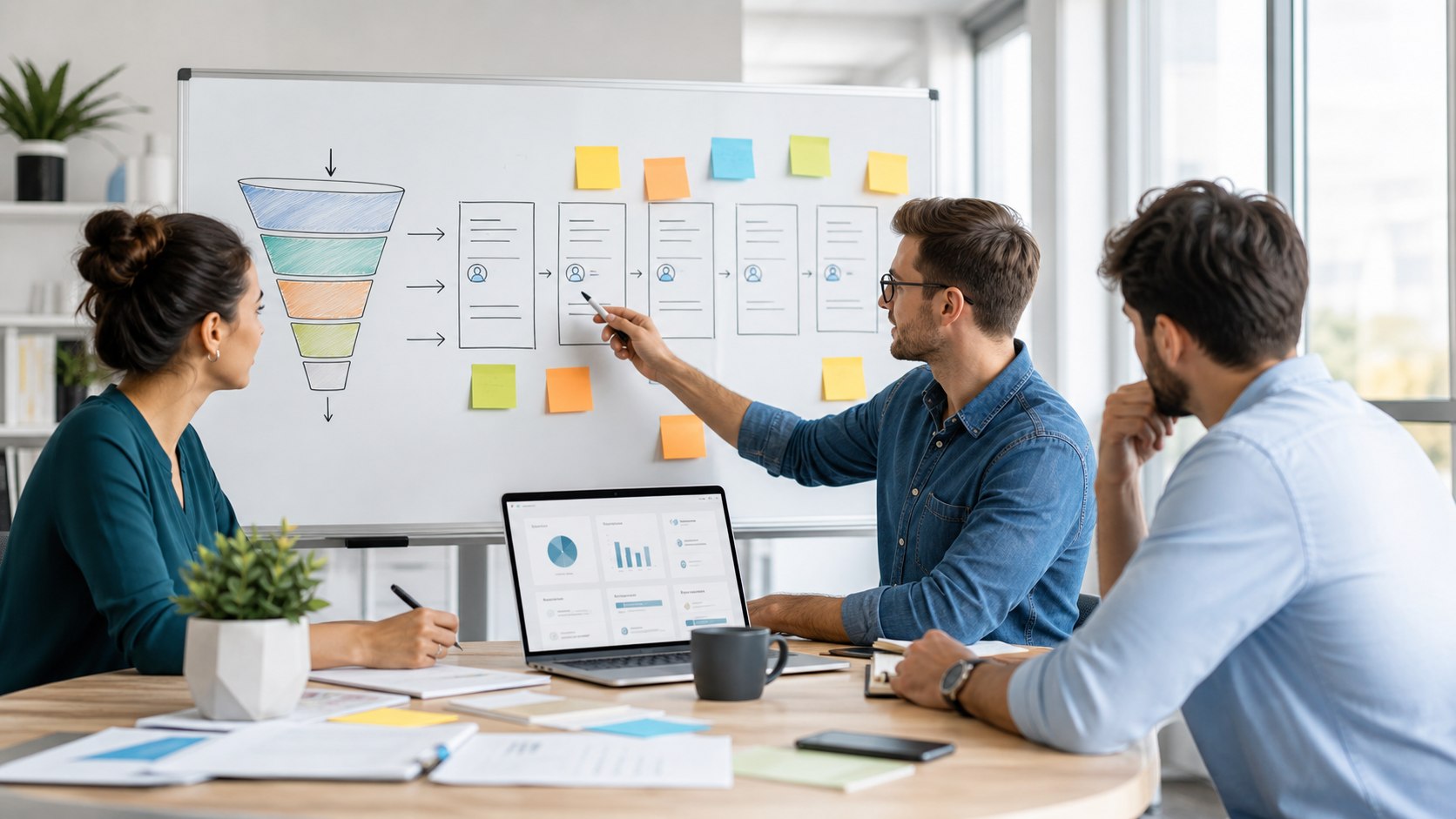 Команда проєктує воронку продажів і правила роботи CRM